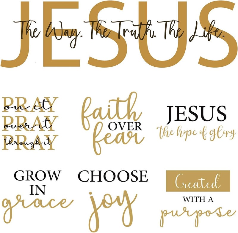 BBTO Bible Verse Wall Stickers Inspirational Quote Wall Decals Religious Motivational Scripture Sticker Peel and Stick for Bedroom Living Room Office Bathroom(Faith Over Fear) - Image 1